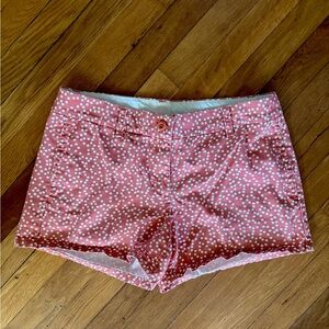 Orange J Crew chino shorts size 8 white polka dots